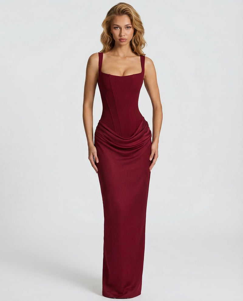 Women’s Corset Maxi Dress with Sweetheart Neckline