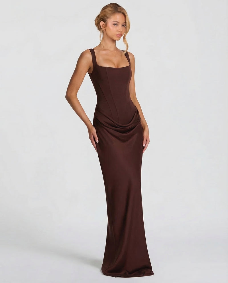 Women’s Corset Maxi Dress with Sweetheart Neckline