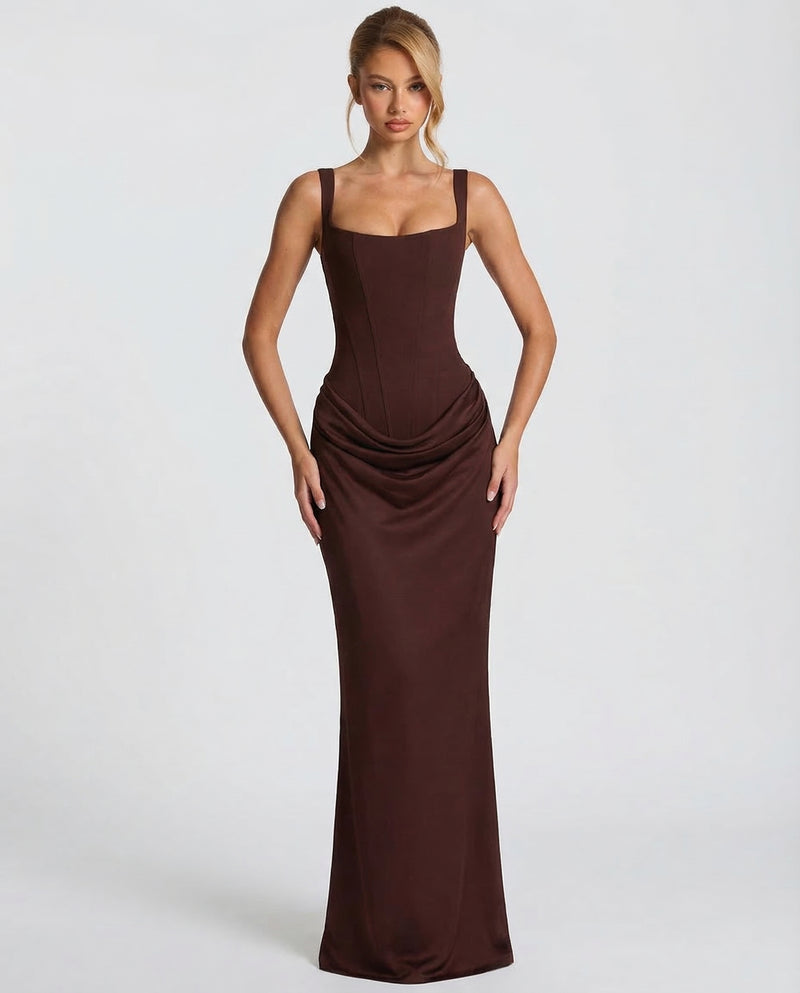 Women’s Corset Maxi Dress with Sweetheart Neckline