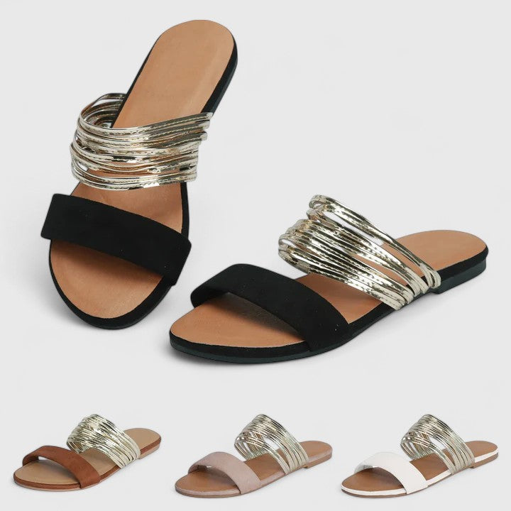 Women's flat sandals with straps and open toe