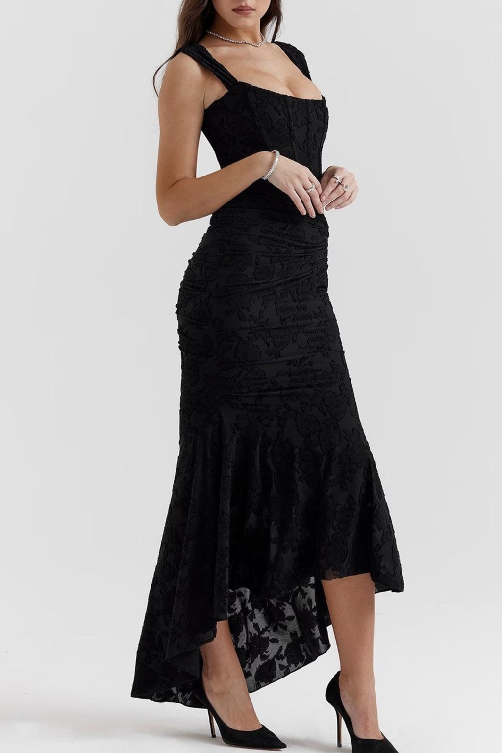 Women's floral maxi dress with bell sleeves