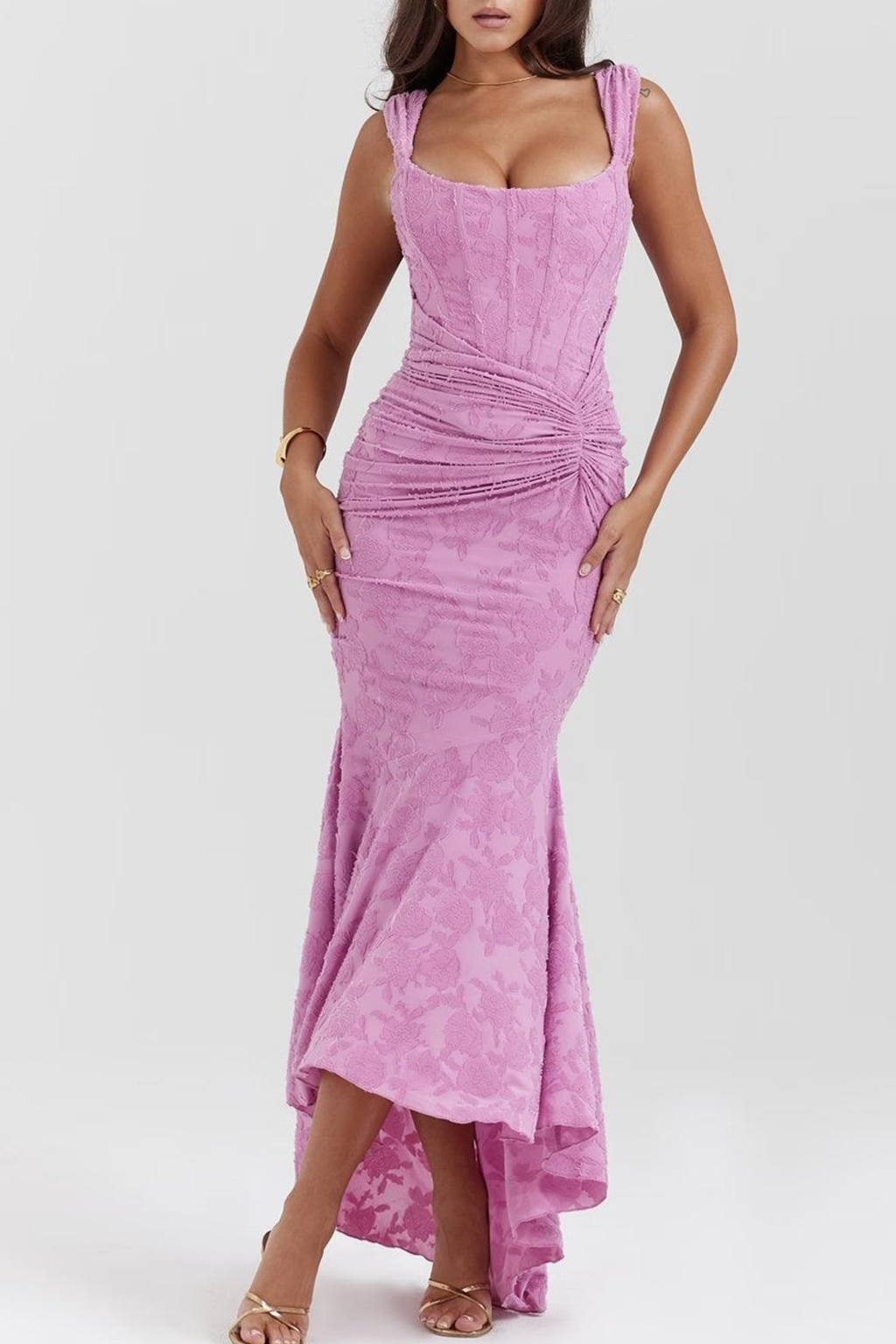 Women's floral maxi dress with bell sleeves