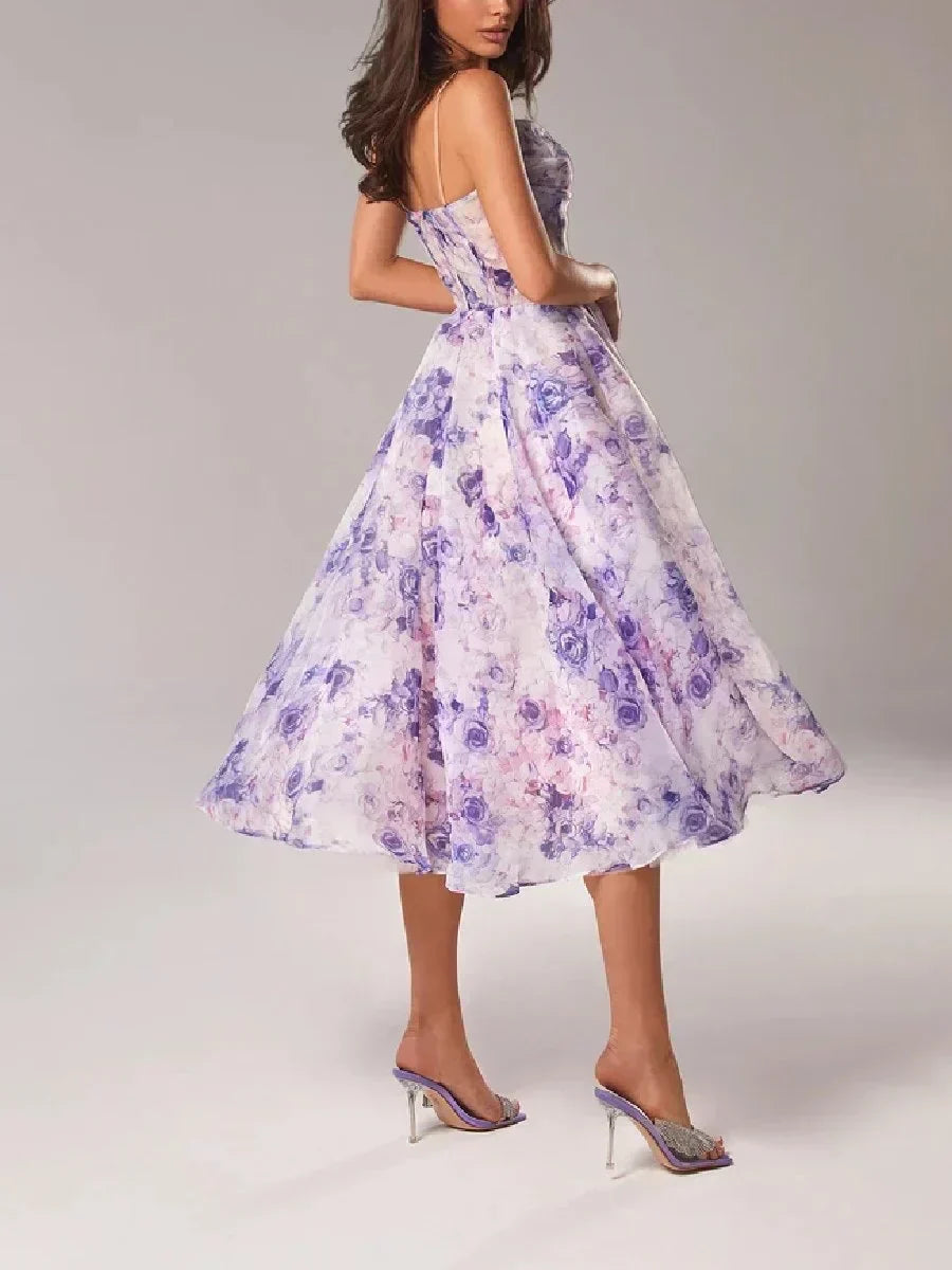 Women's floral midi dress with ruffle hem