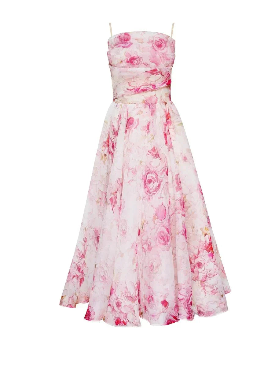 Women's floral midi dress with ruffle hem