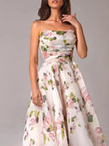 Women's floral midi dress with ruffle hem