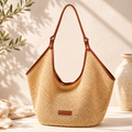 Women's hobo bag with open weave and top handle