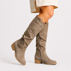 Bottes femme hauteur genou à talon bas