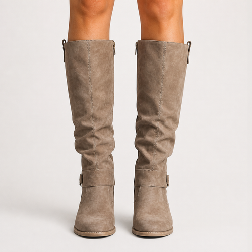 Bottes femme hauteur genou à talon bas