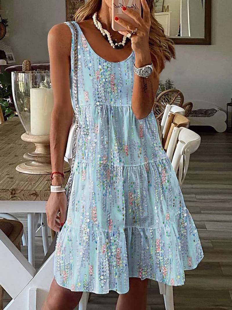 Women's loose tank dress with ruffle hem