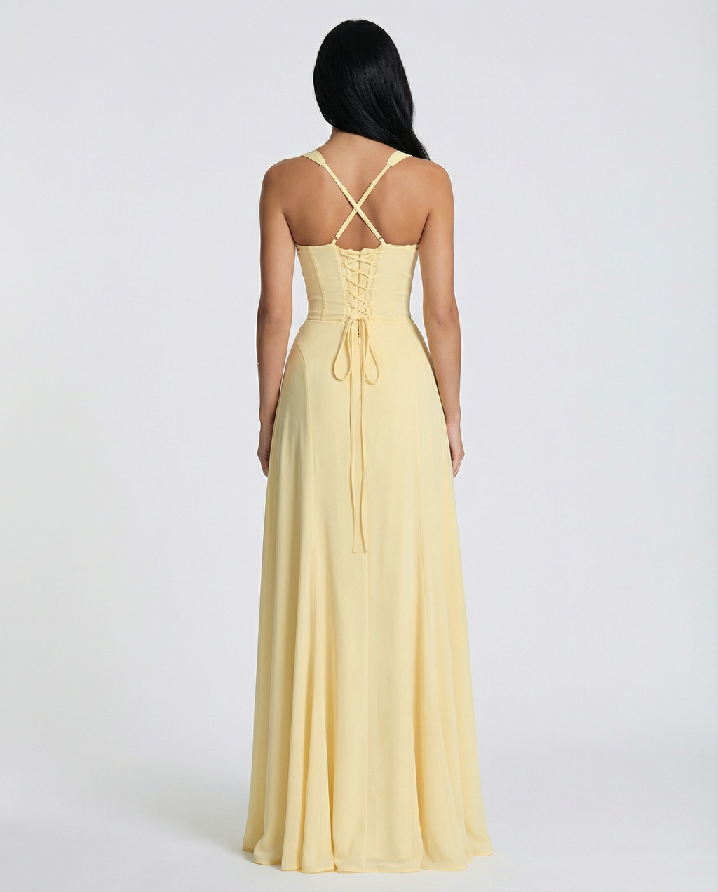 Women’s Lace-Up Back Maxi Dress with Sweetheart Neckline
