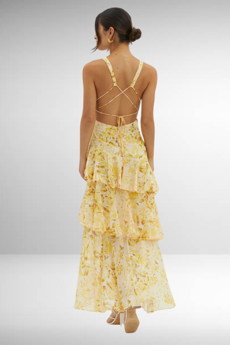Women's maxi dress with slit and open back