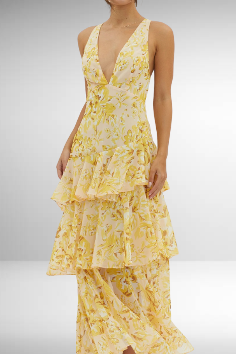Women's maxi dress with slit and open back