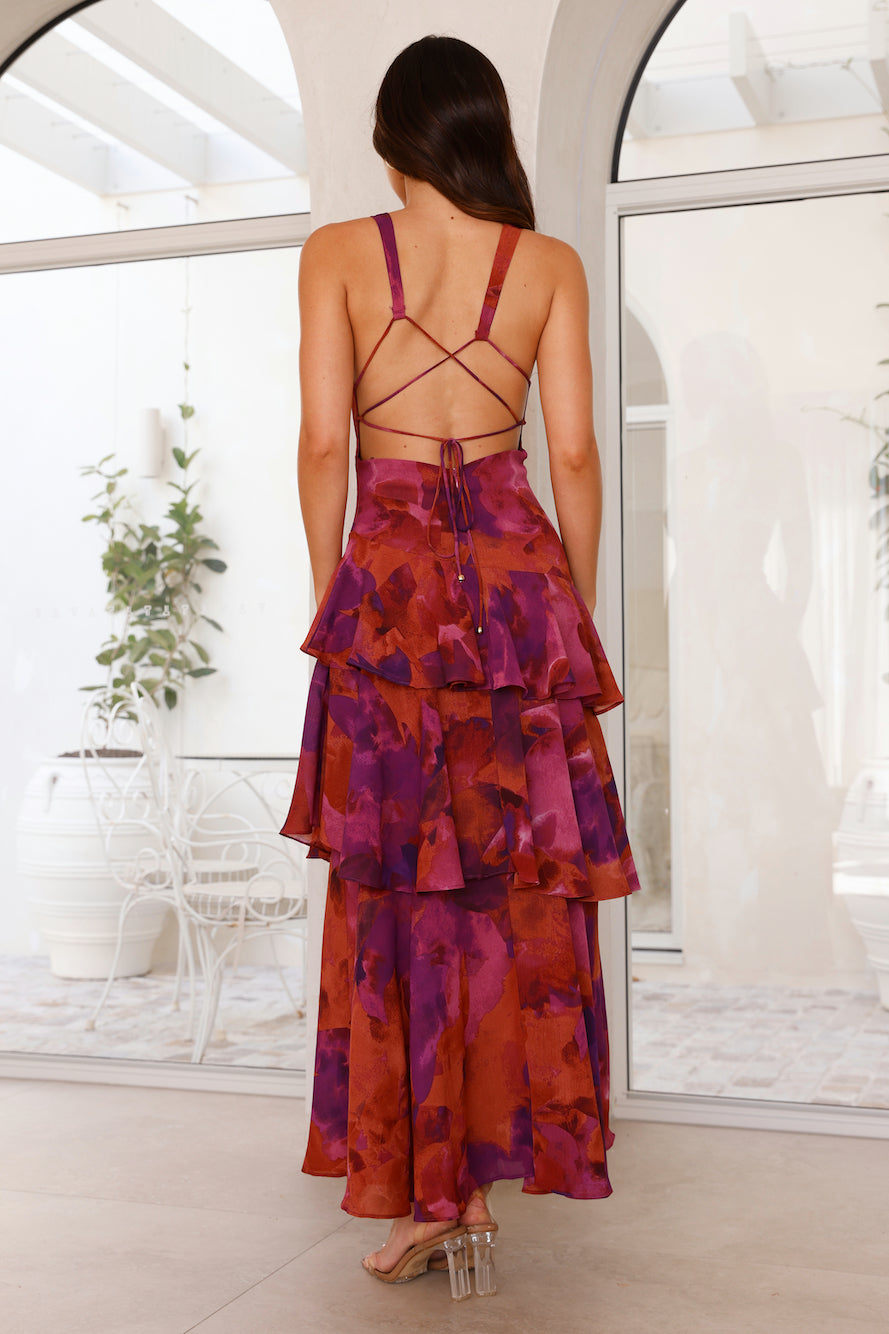 Women's maxi dress with slit and open back
