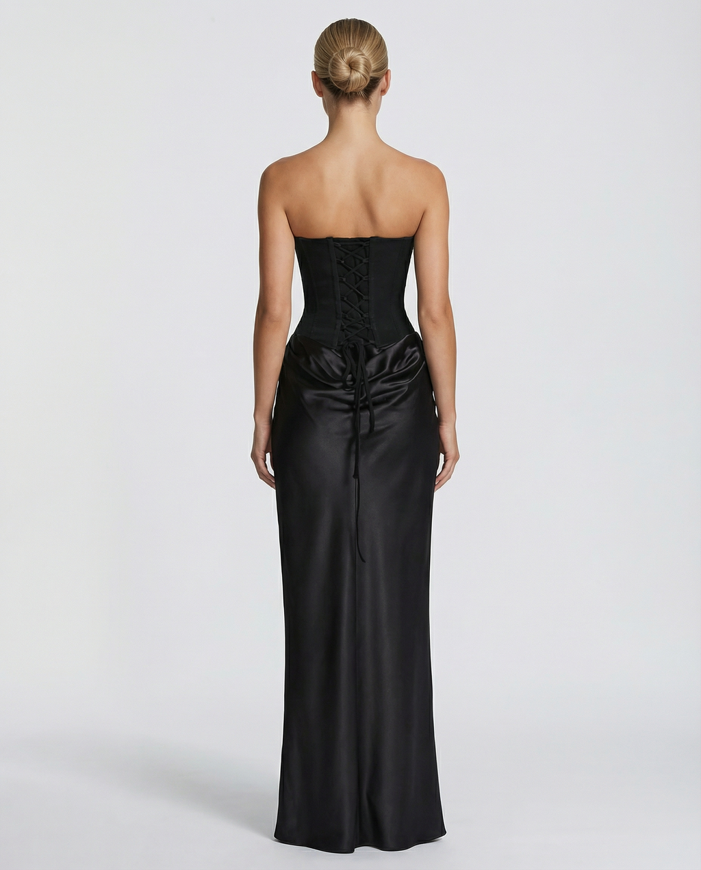 Women’s Maxi Dress with Strapless Neckline and Matching Scarf