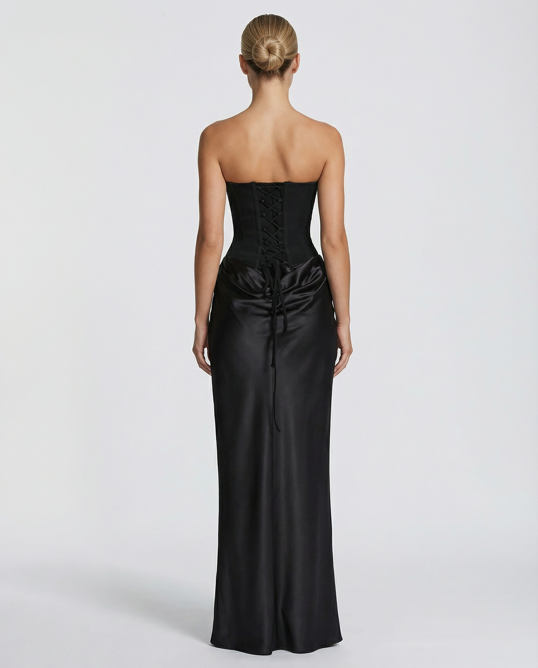 Women’s Maxi Dress with Strapless Neckline and Matching Scarf