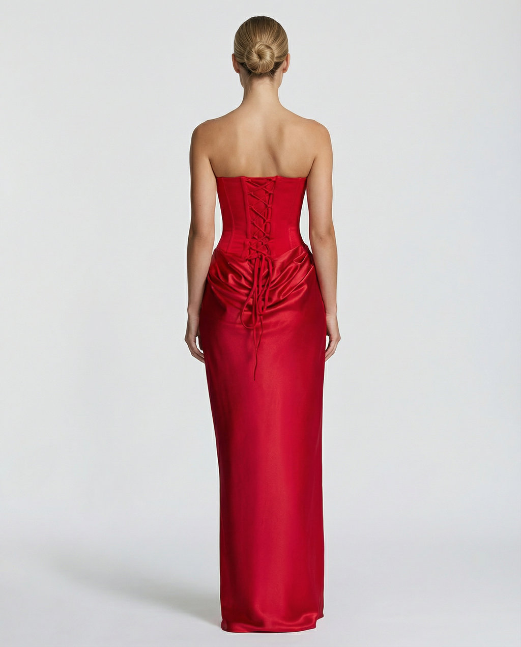 Women’s Maxi Dress with Strapless Neckline and Matching Scarf