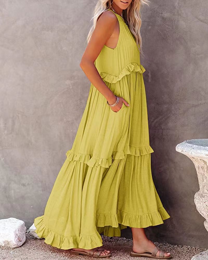 Women's midi dress with short sleeves