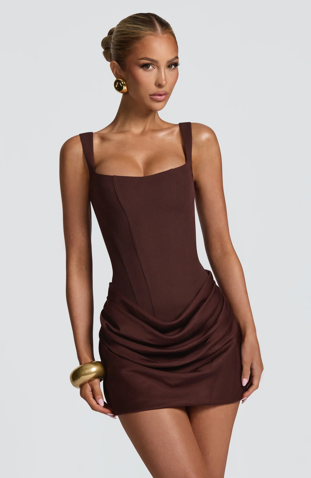 Women’s Fitted Mini Dress with Draped Front Detail