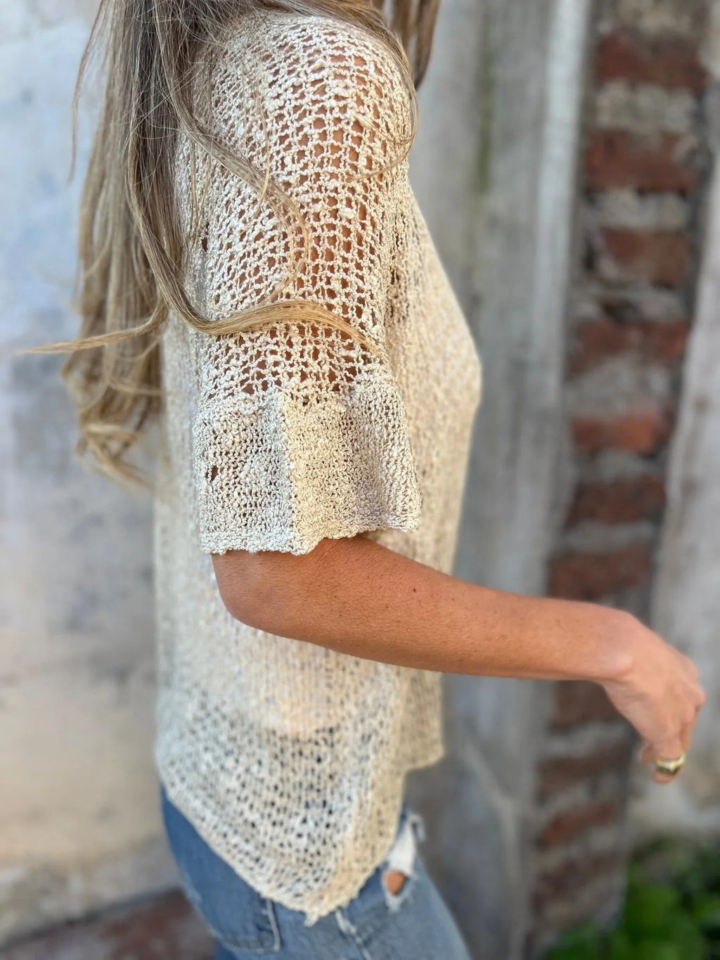 Women's open-knit blouse with ajouré pattern