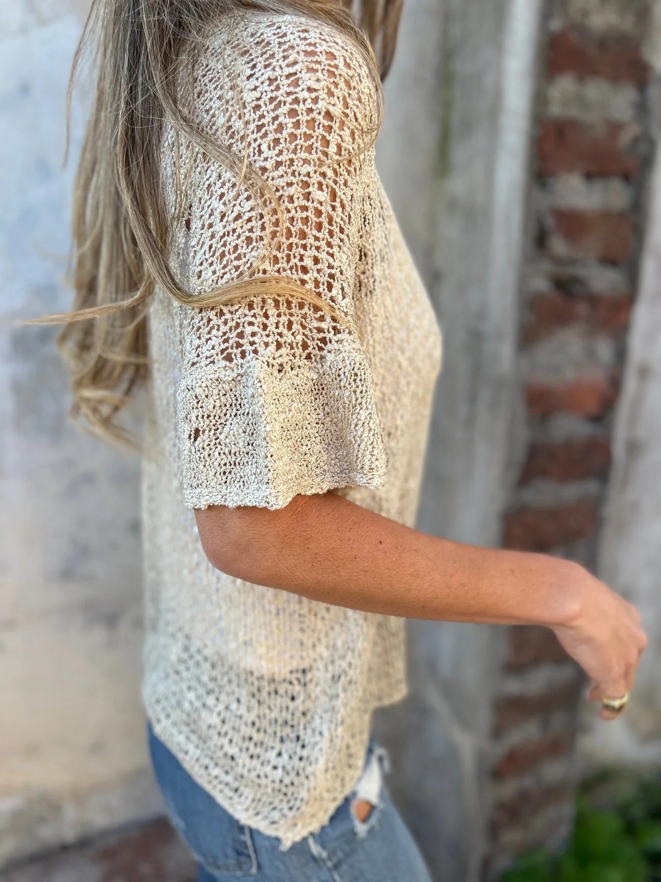 Women's open-knit blouse with ajouré pattern