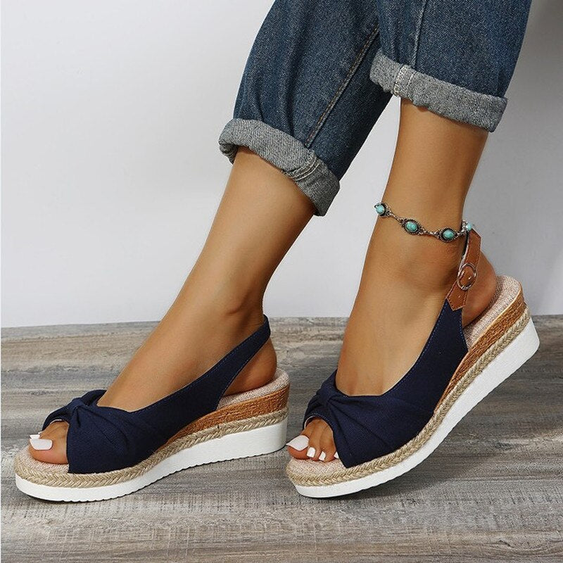 Women's open-toe sandals with padded footbed and ankle strap