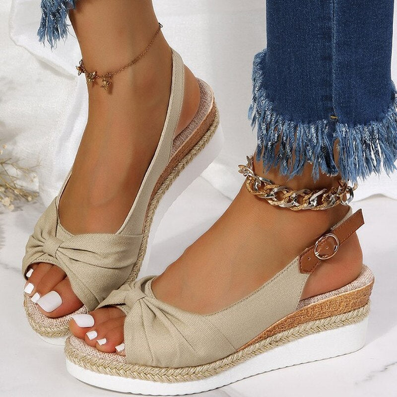Women's open-toe sandals with padded footbed and ankle strap