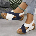 Women's platform sandals with crossover straps and back strap