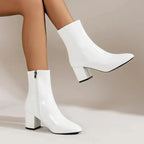 Bottines femme à bout pointu et talon carré