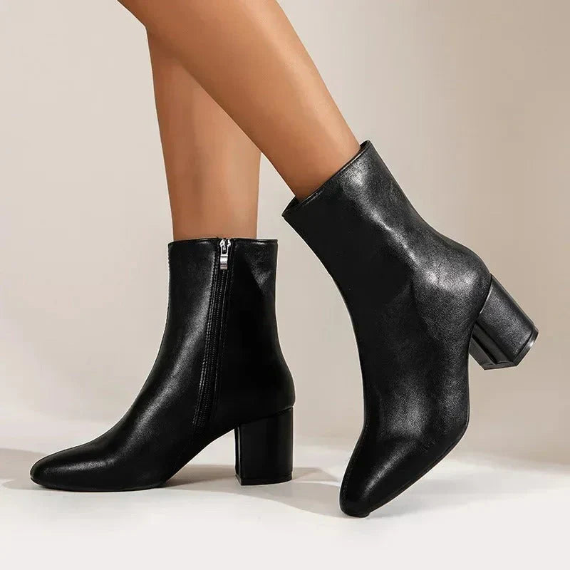 Women's pointed-toe ankle boots with block heel