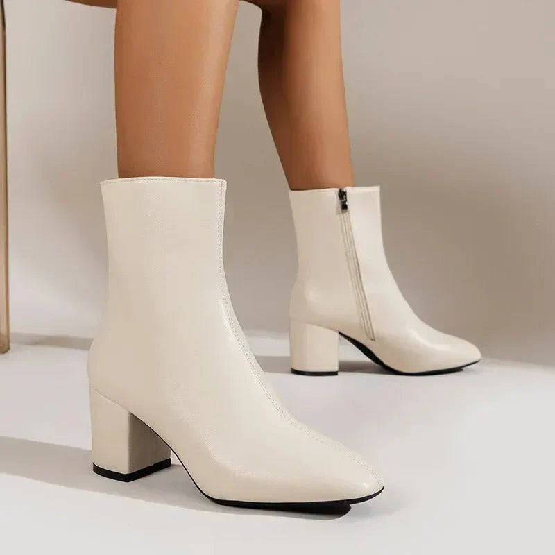 Women's pointed-toe ankle boots with block heel