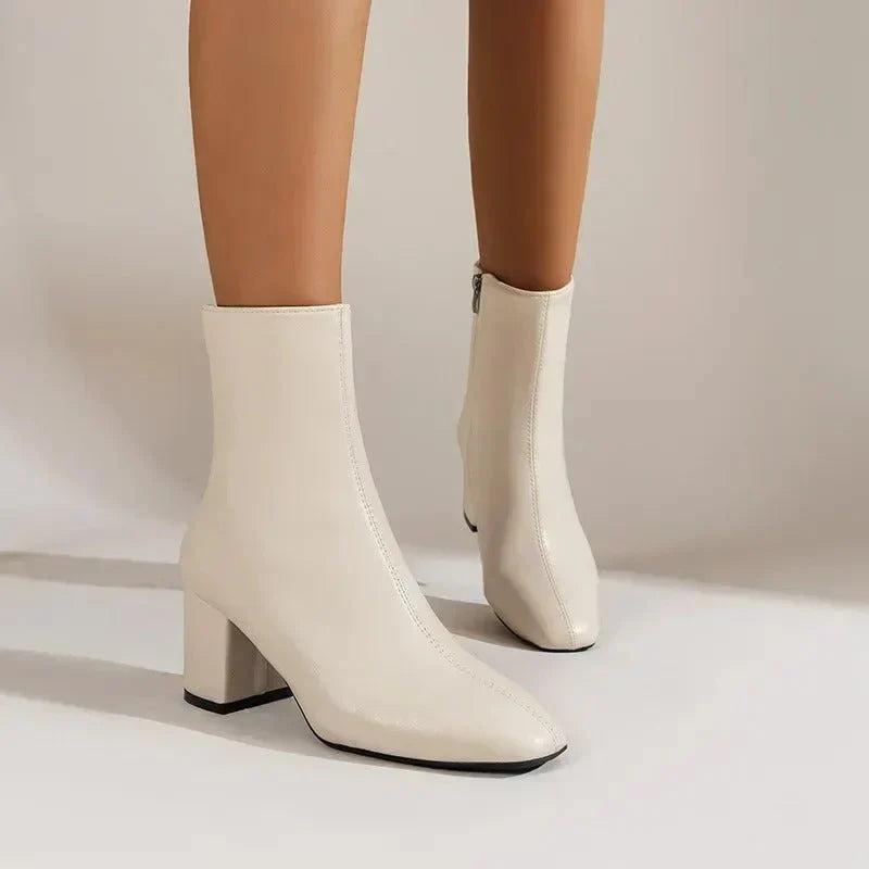 Women's pointed-toe ankle boots with block heel
