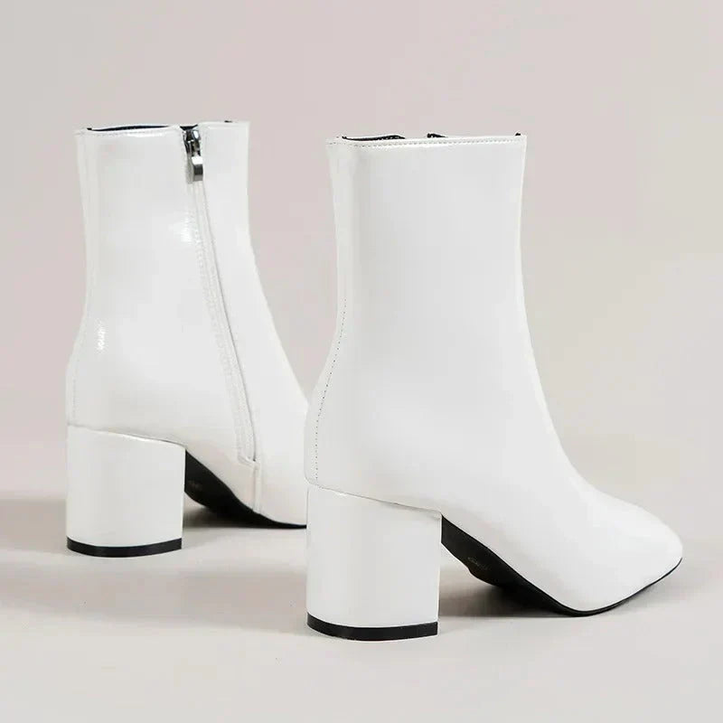 Women's pointed-toe ankle boots with block heel