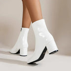 Bottines femme à bout pointu et talon carré