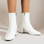 Bottines femme à bout pointu et talon carré