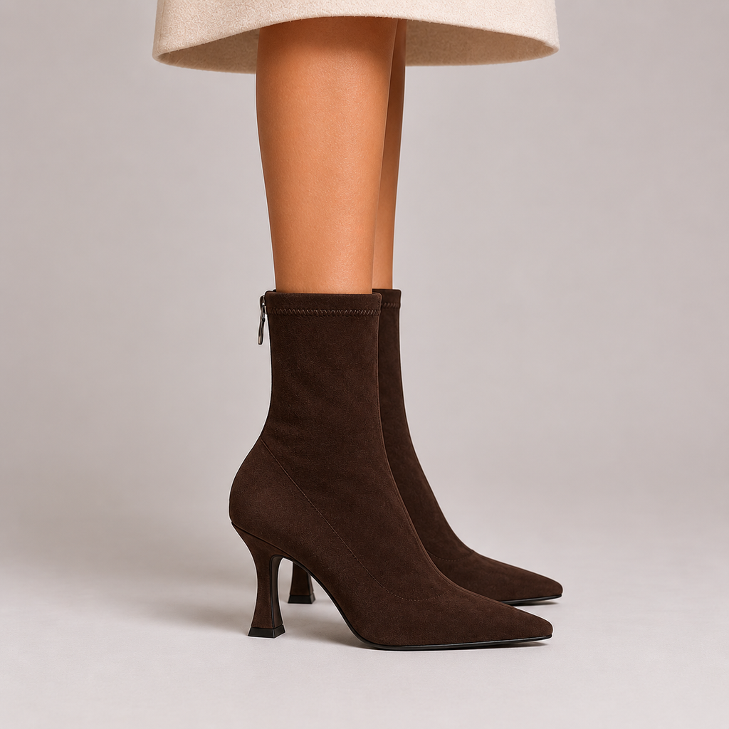 Women's pointed-toe sock ankle boots