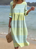 Women's round-neck dress with half sleeves
