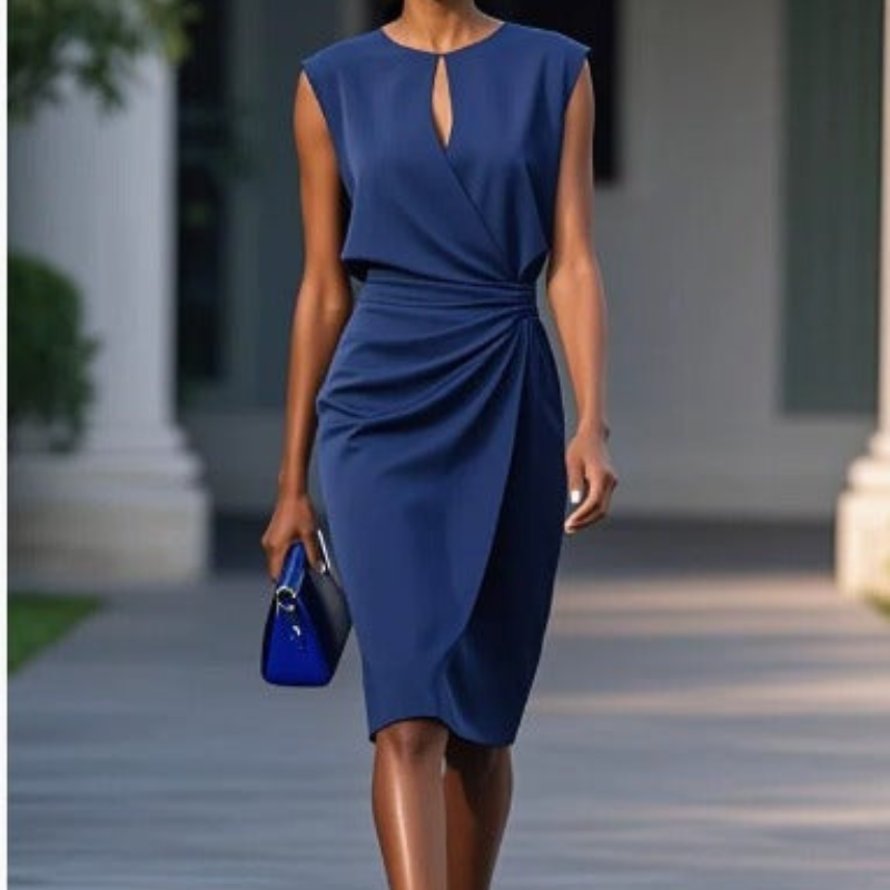 Women's short-sleeve dress with defined waist