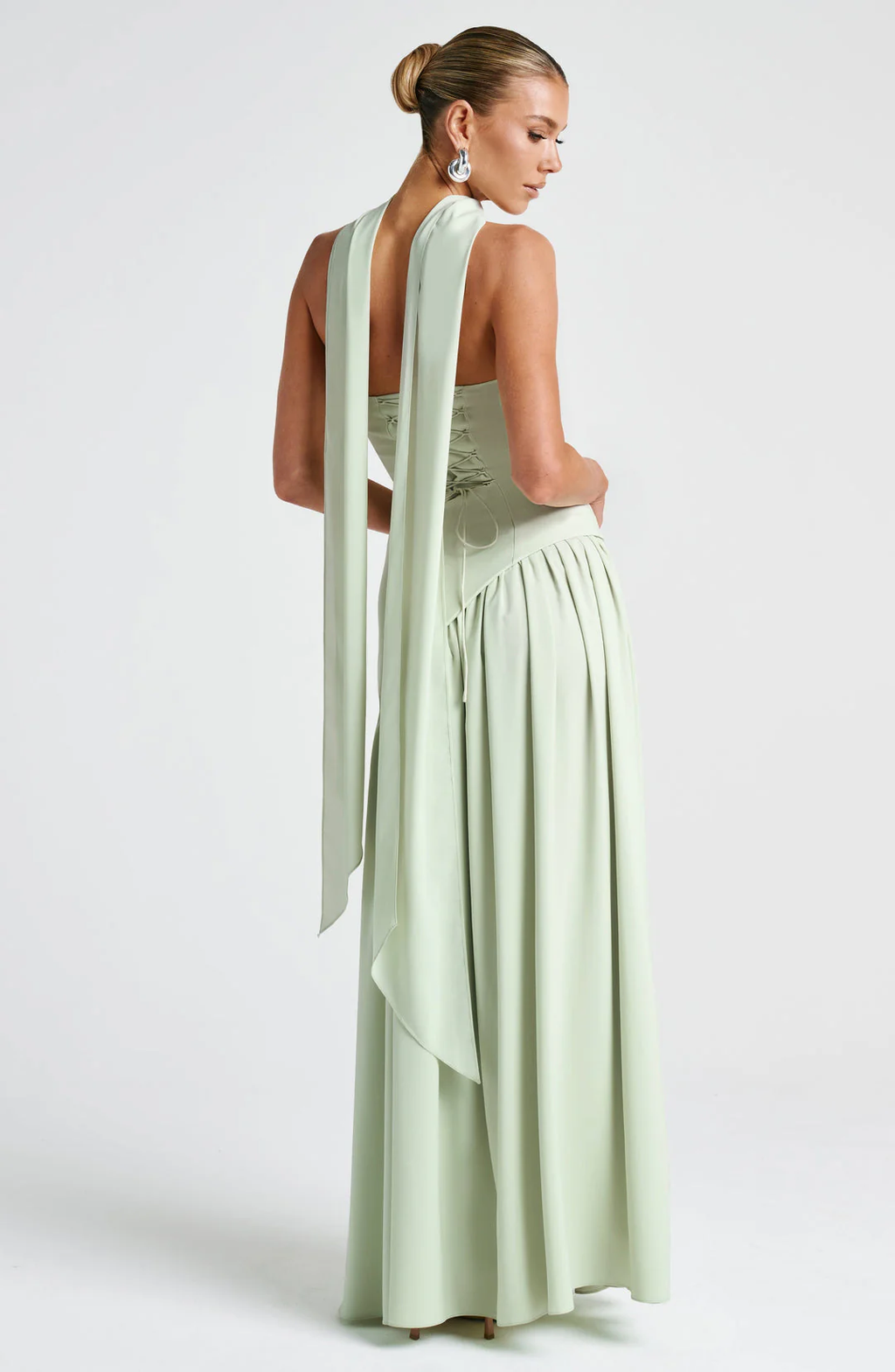 Women’s Maxi Dress with Strapless Neckline and Draped Overlay
