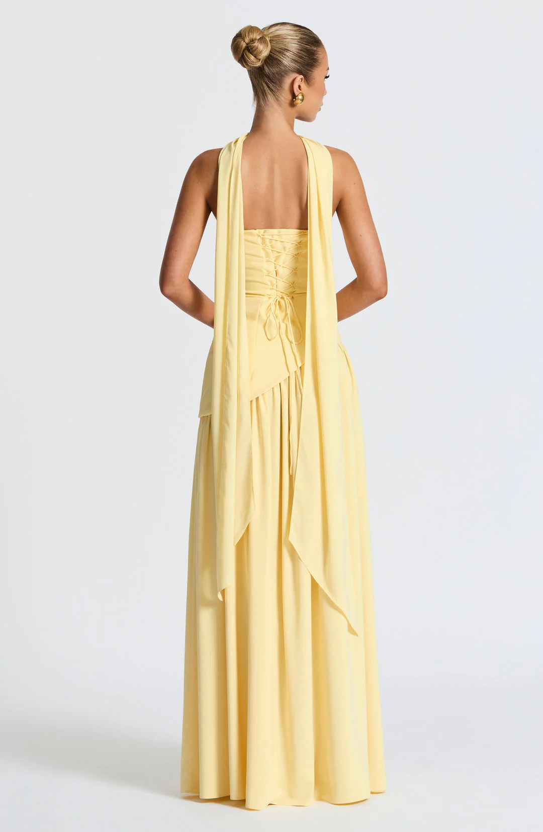 Women’s Maxi Dress with Strapless Neckline and Draped Overlay