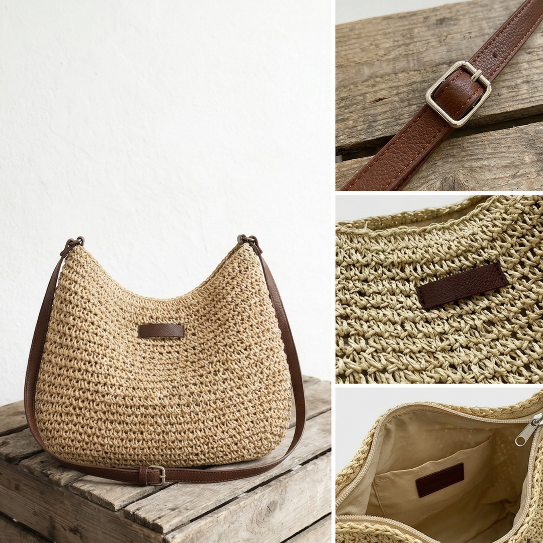 Women's structured handbag with top handles and zip closure