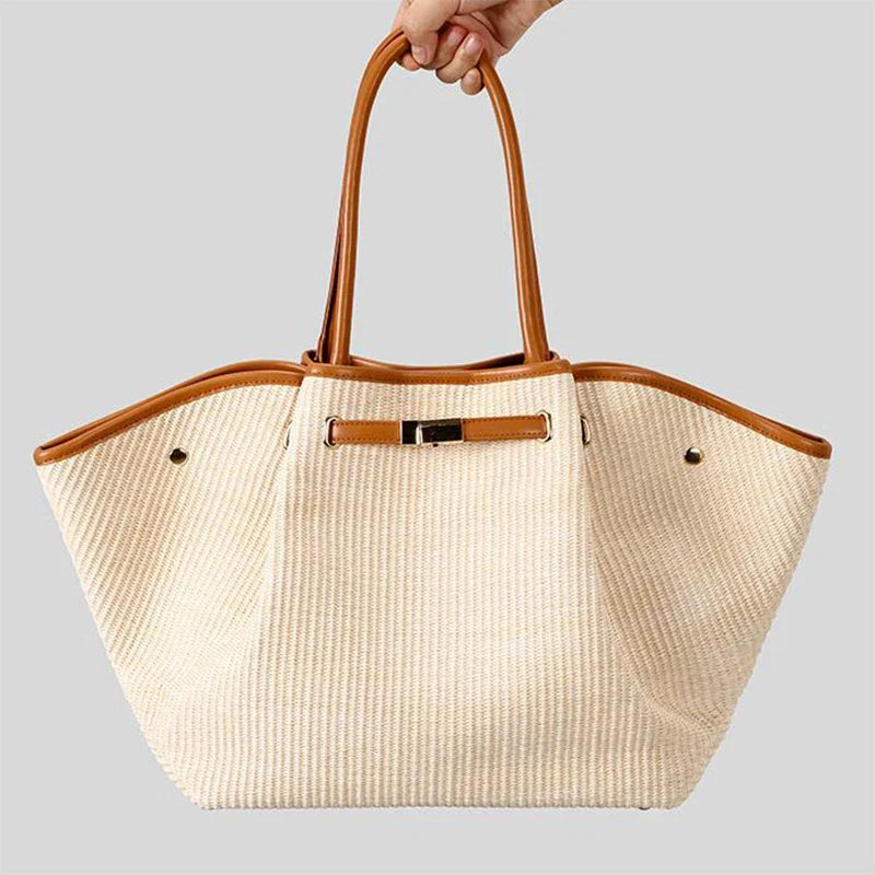 Women's tote bag with top handles and zip closure