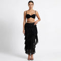 Women's two-piece set with lace bustier and maxi skirt