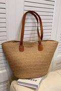 Women's woven straw shoulder bag
