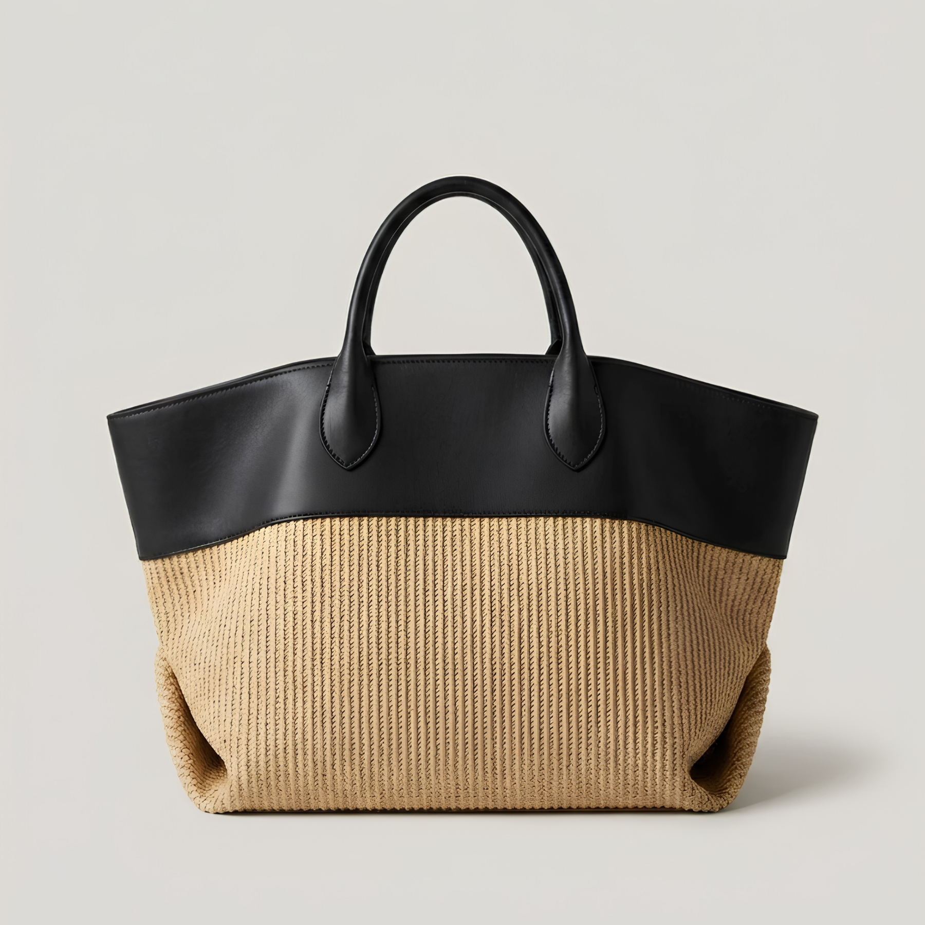 Women's woven tote bag with colourblock design