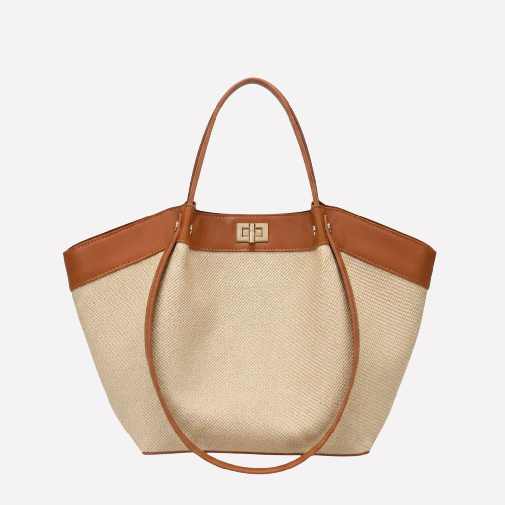 Women's woven tote bag with open top