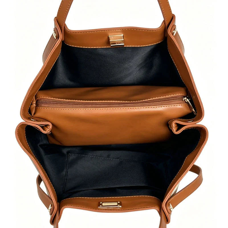 Women's woven tote bag with open top