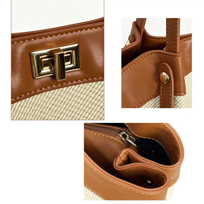 Women's woven tote bag with open top