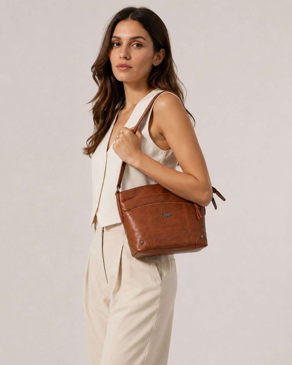 Women’s Crossbody Shoulder Bag with Front Pocket Detail