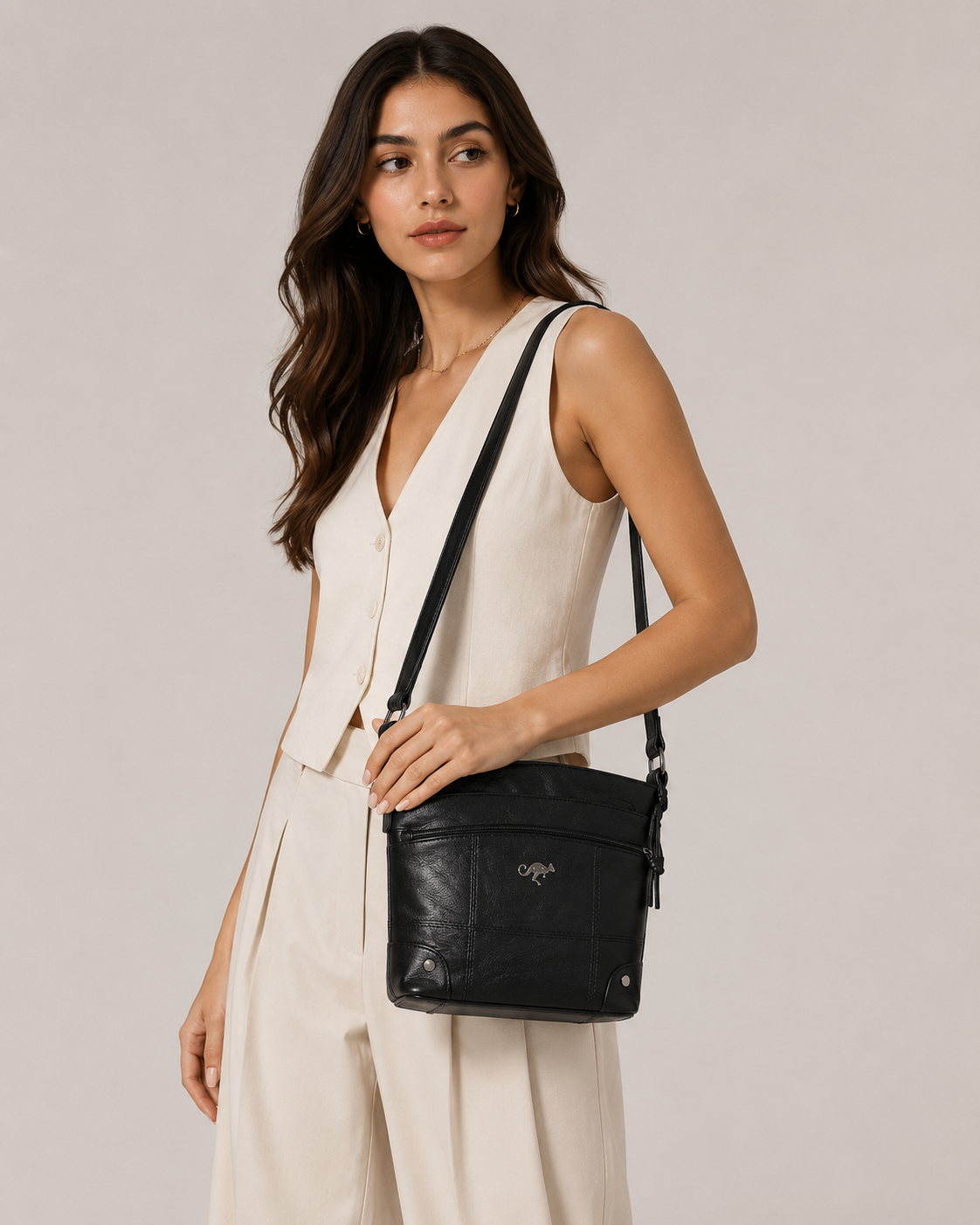Sac bandoulière femme avec poche avant