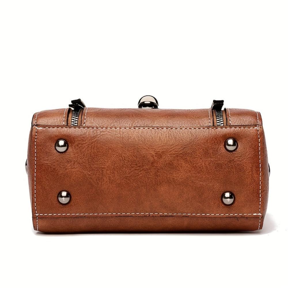 Women’s Flap Crossbody Bag with Top Handle and Buckle Closure